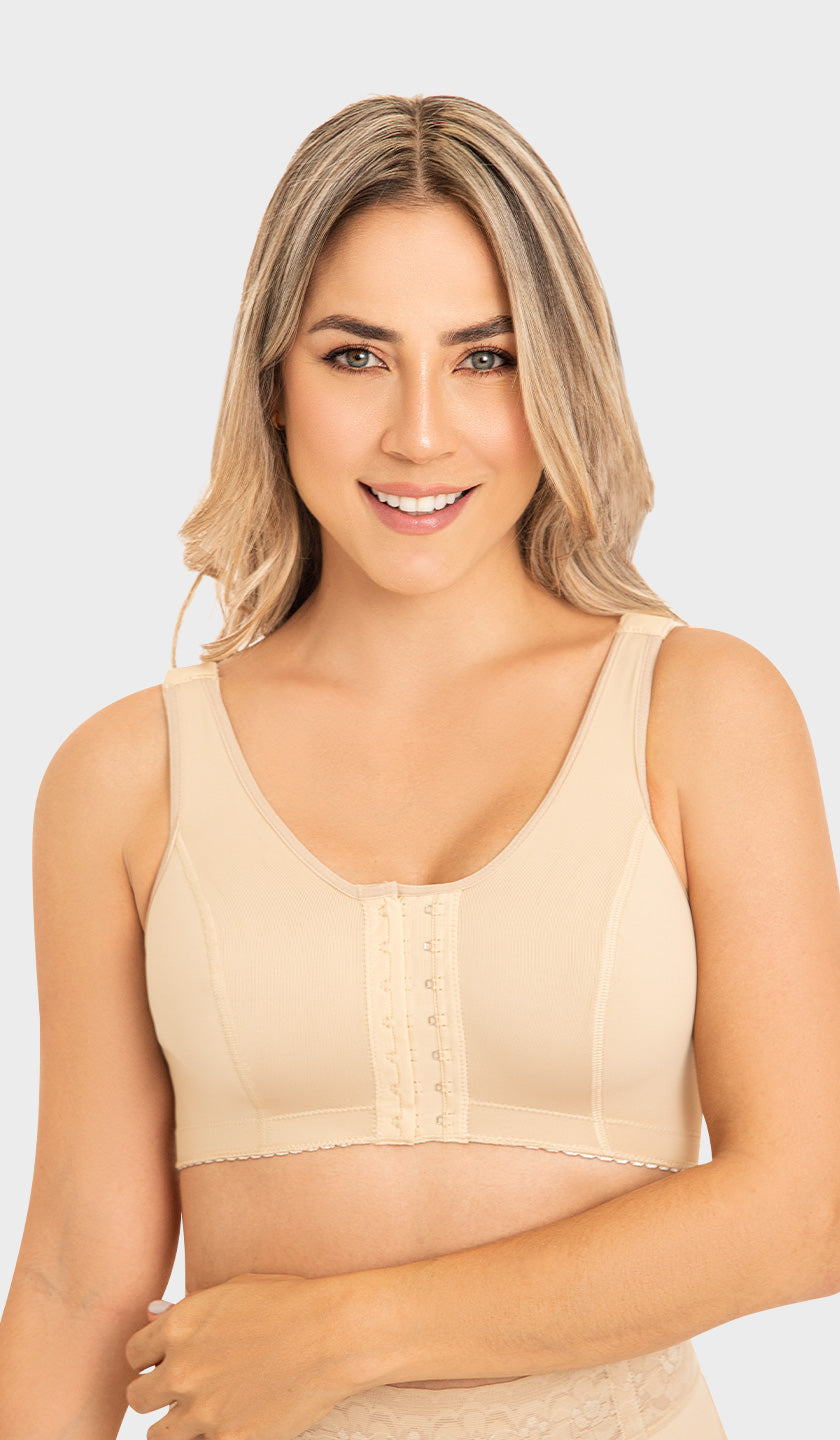 Fajas MyD B0015 Women's Brassier covered back and adjustable shoulder  straps size M Beige at  Women's Clothing store