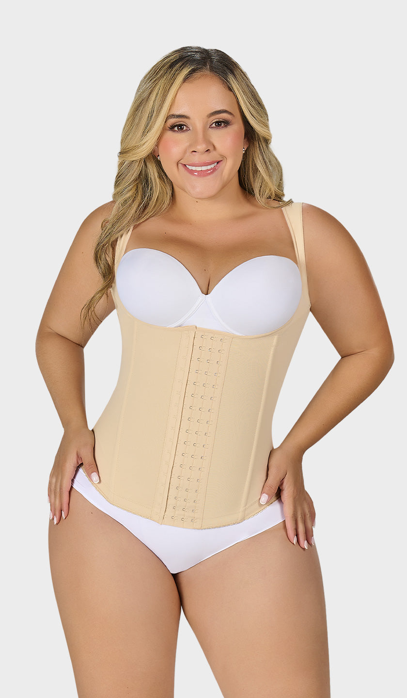 C4055 - WAIST TRAINER , FREE BUST,  COVERED BACK AND WIDE STRAPS (7557315068126)