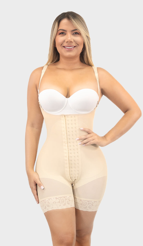 M&D 0083 Full Body Shaper Mid Thigh Bodysuit  Fajas for Women Colombianas  Beige at  Women's Clothing store