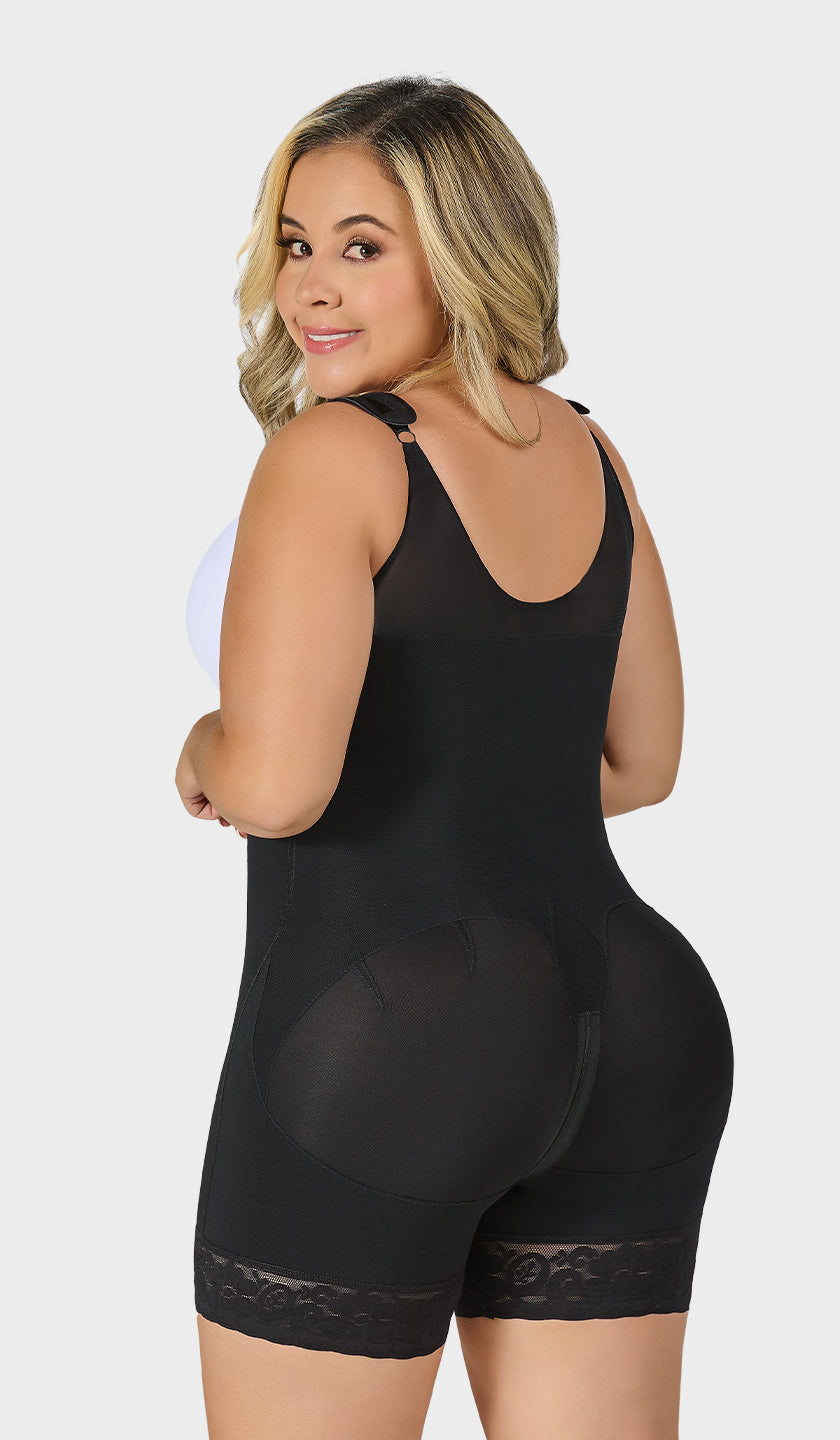 F0068 - MID-THIGH FAJA WITH BACK COVERAGE AND ADJUSTABLE STRAPS (6757412438192)